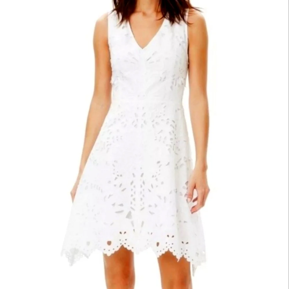 New Theory Jemion E White Embroidered Lace Dress NWT Size 12 - Picture 3 of 15